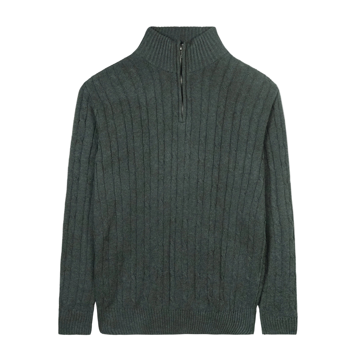 Charcoal Cable Knit Quarter Zipper