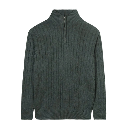 Charcoal Cable Knit Quarter Zipper
