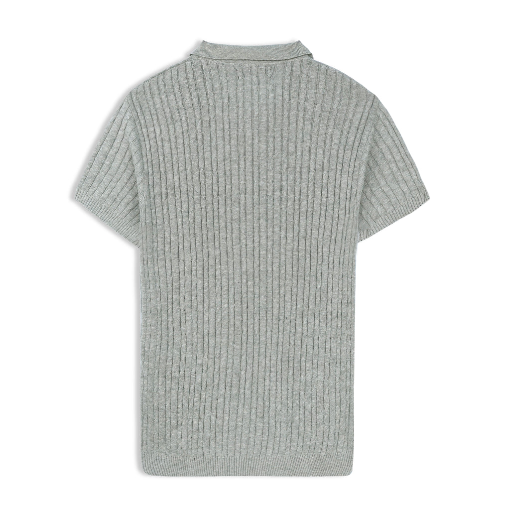Grey Cable Knit Polo
