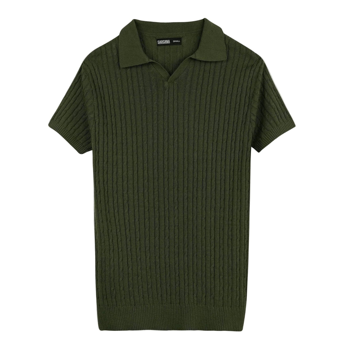 Olive Cable Knitted Polo