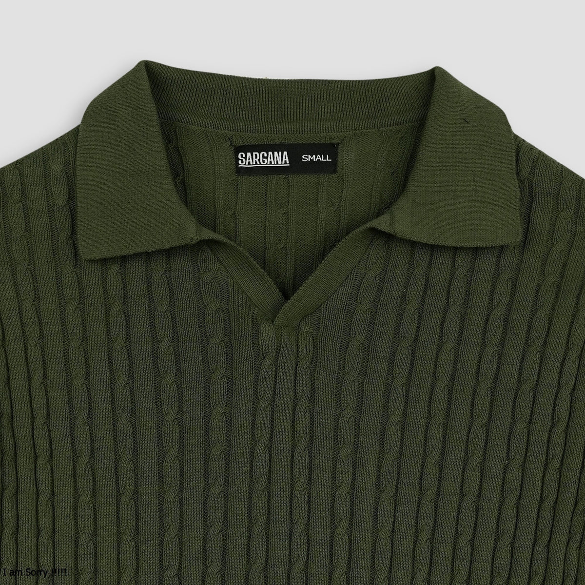 Olive Cable Knitted Polo