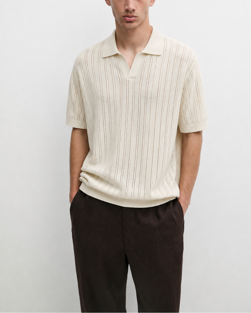 Cream Crochet Polo