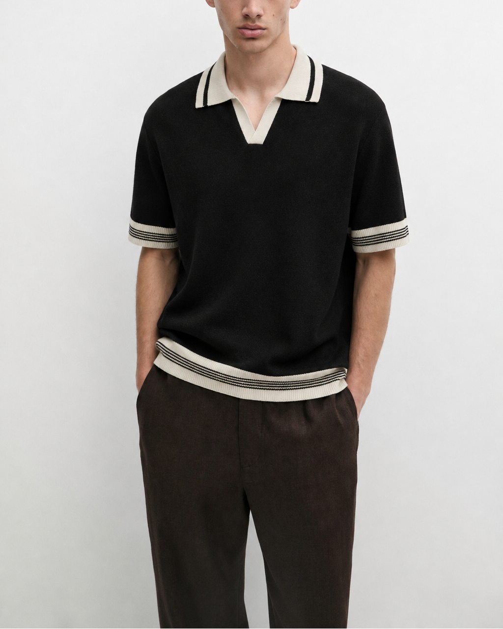 Black Knitted Polo