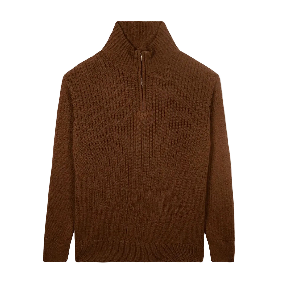 Coffee Knitted Quarter Zipper