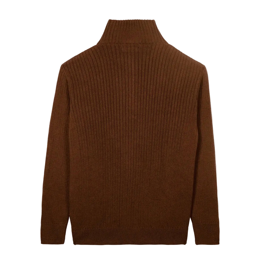 Coffee Knitted Quarter Zipper